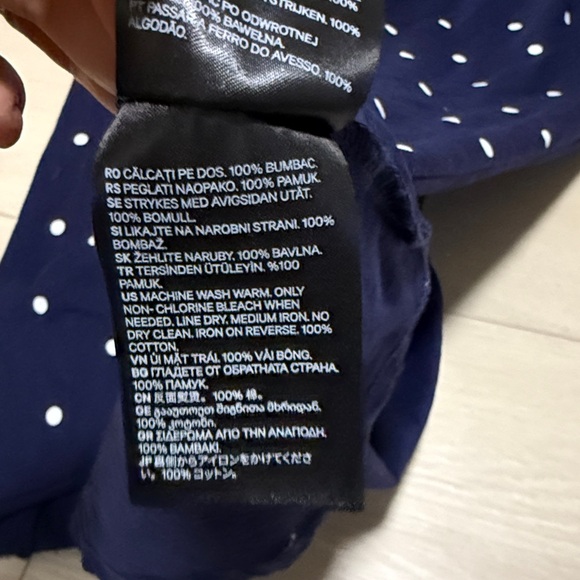 3/$10 Divided Off-the-shoulder Navy and White Polka Dot Mini Dress - Picture 4 of 7